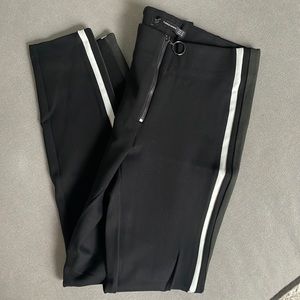 Zara skinny pant w/white and green stripe
